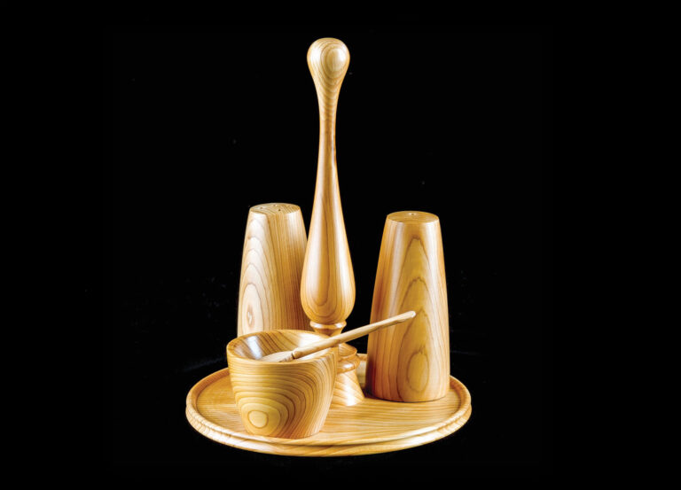 Wooden kitchen set with spoon and cups