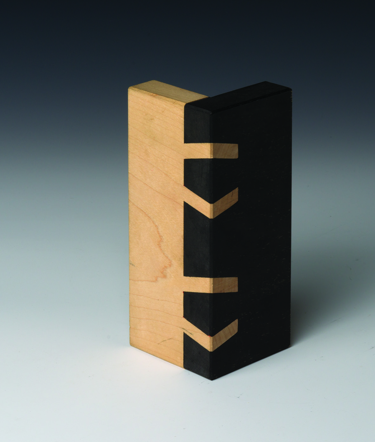 Wooden dovetail joint on display