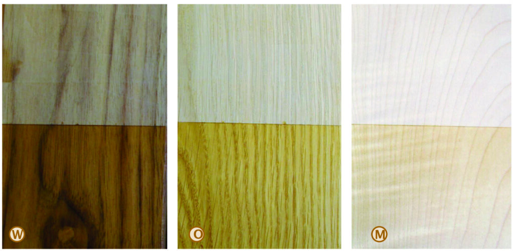 Three types of wood finishes comparison
