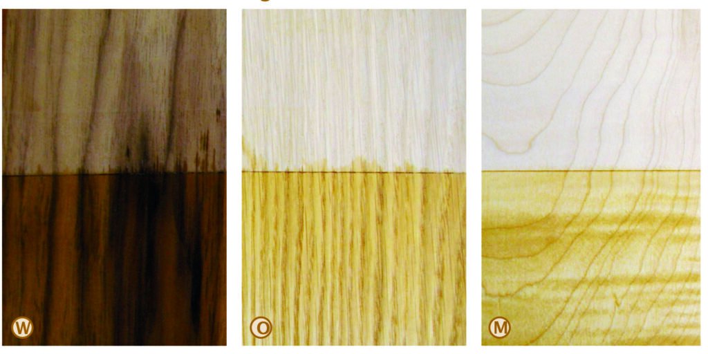 Three types of wood with different shades.