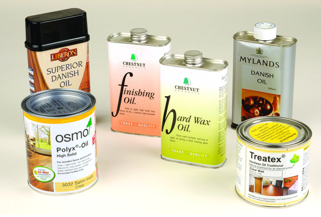 Assorted Danish oils and wood finishes.