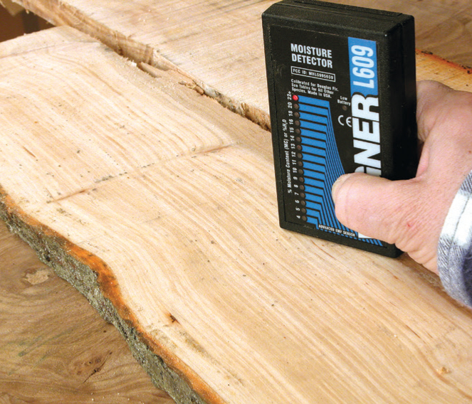 Moisture detector used on wooden surface