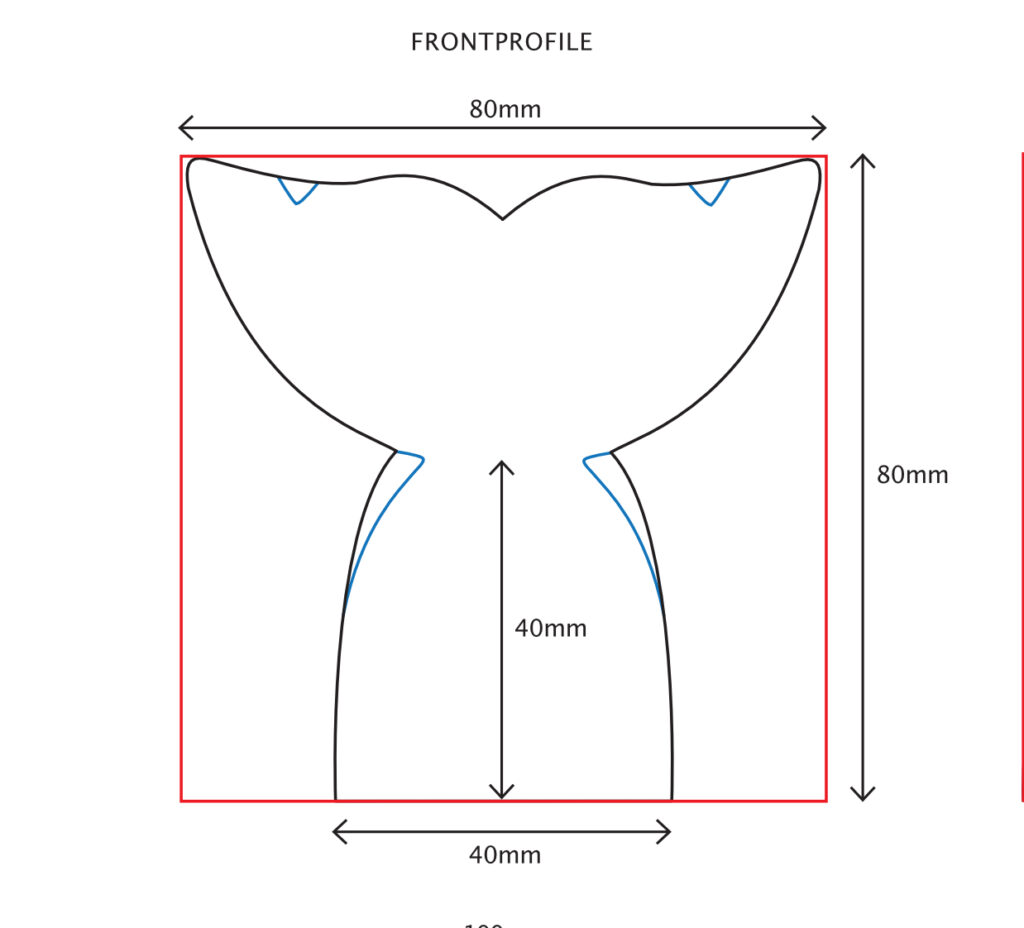 Whale tail profile with dimensions