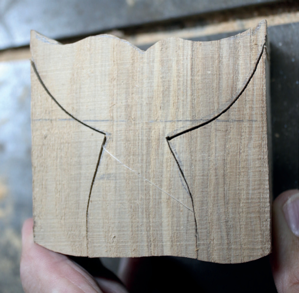 Close-up of wood carving pattern.