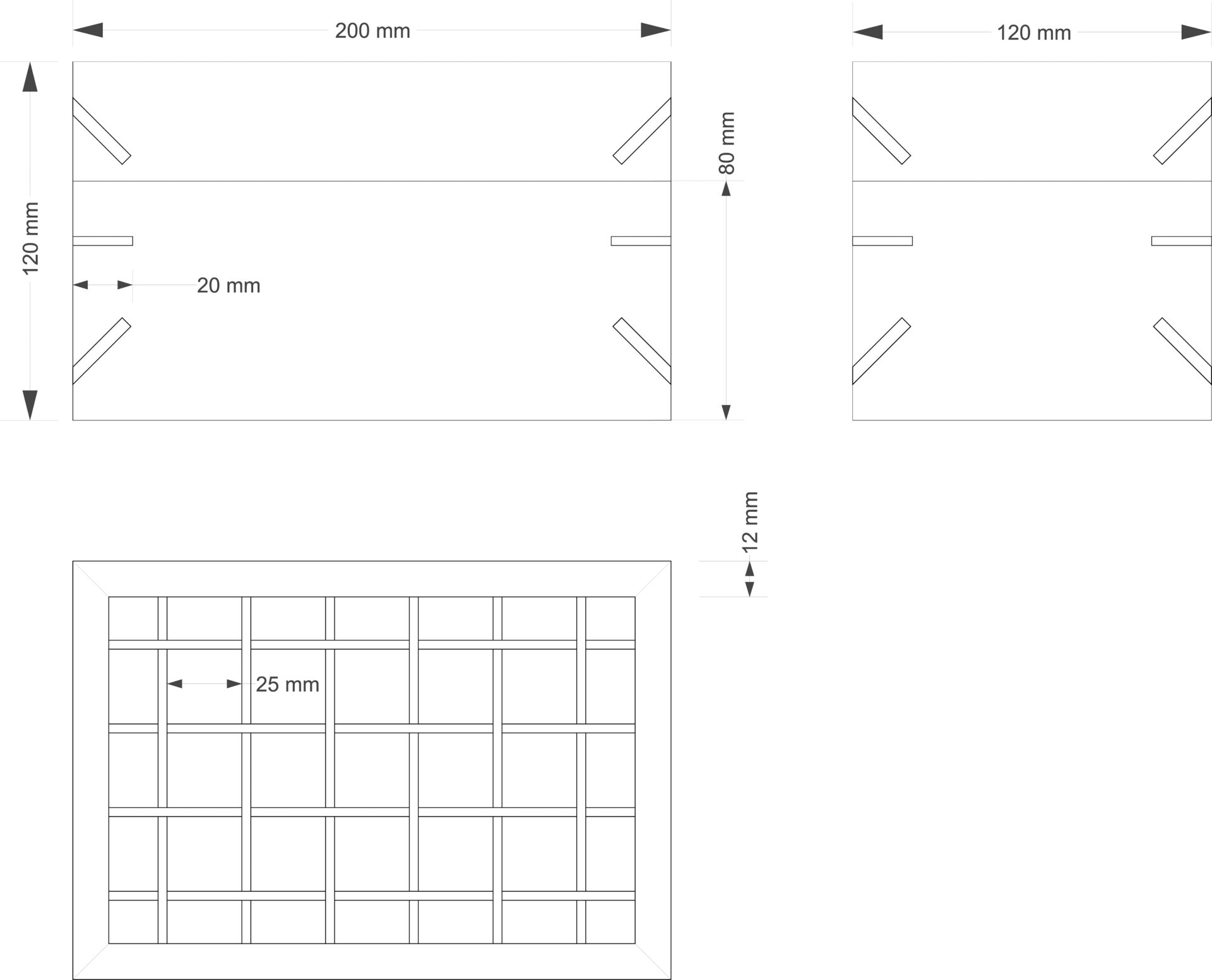 Technical drawing with measurements and grid layout.