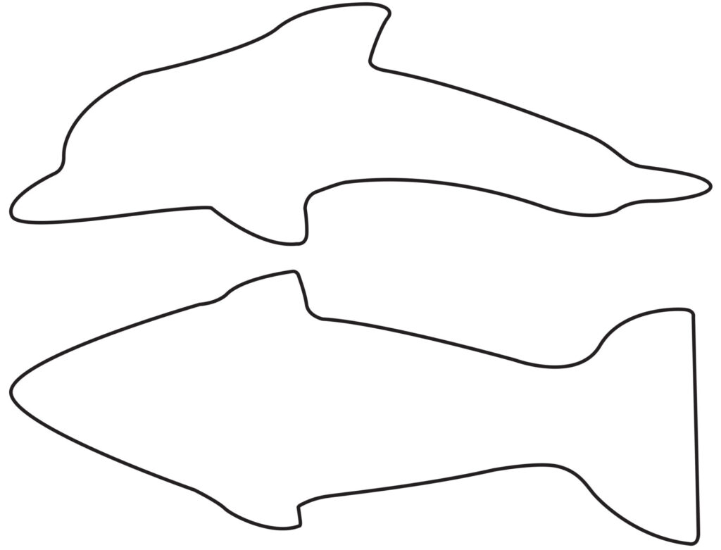 Outline of a dolphin and a fish