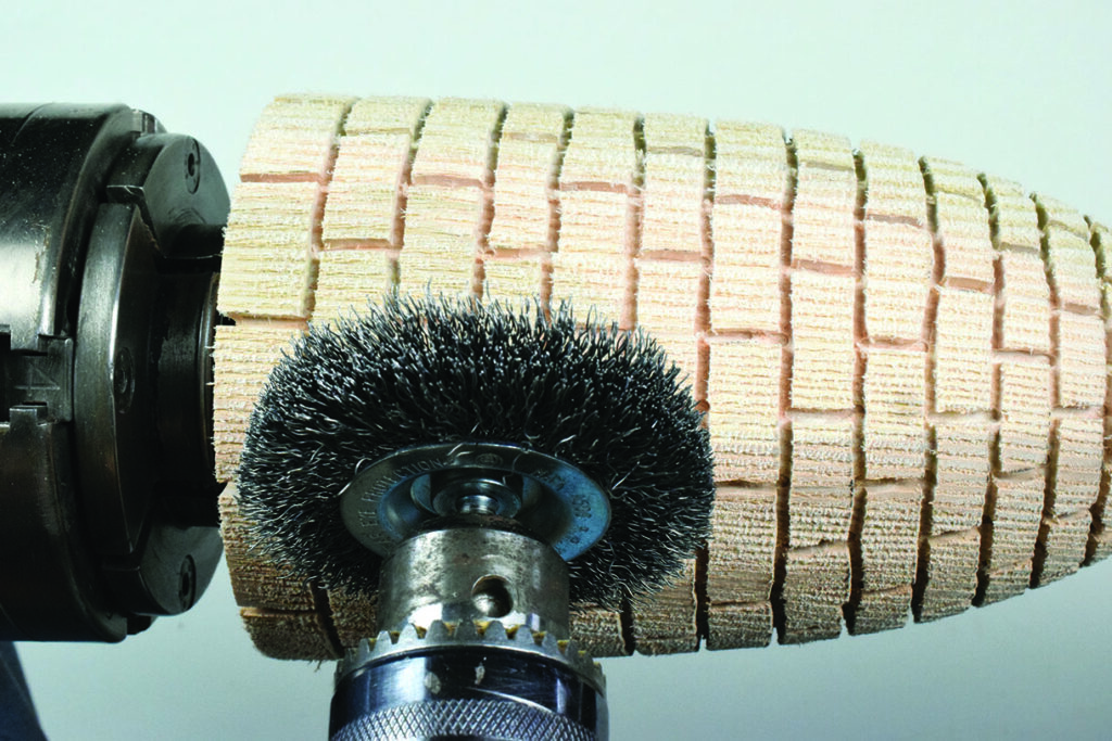 Sanding and polishing machine in close-up view.