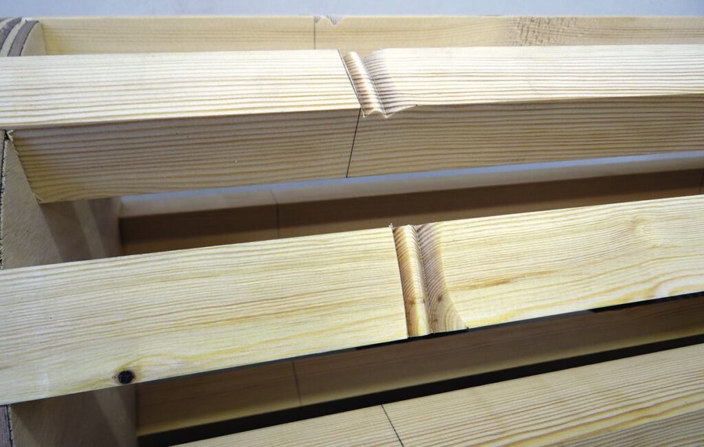 Close-up of wooden pallet slats