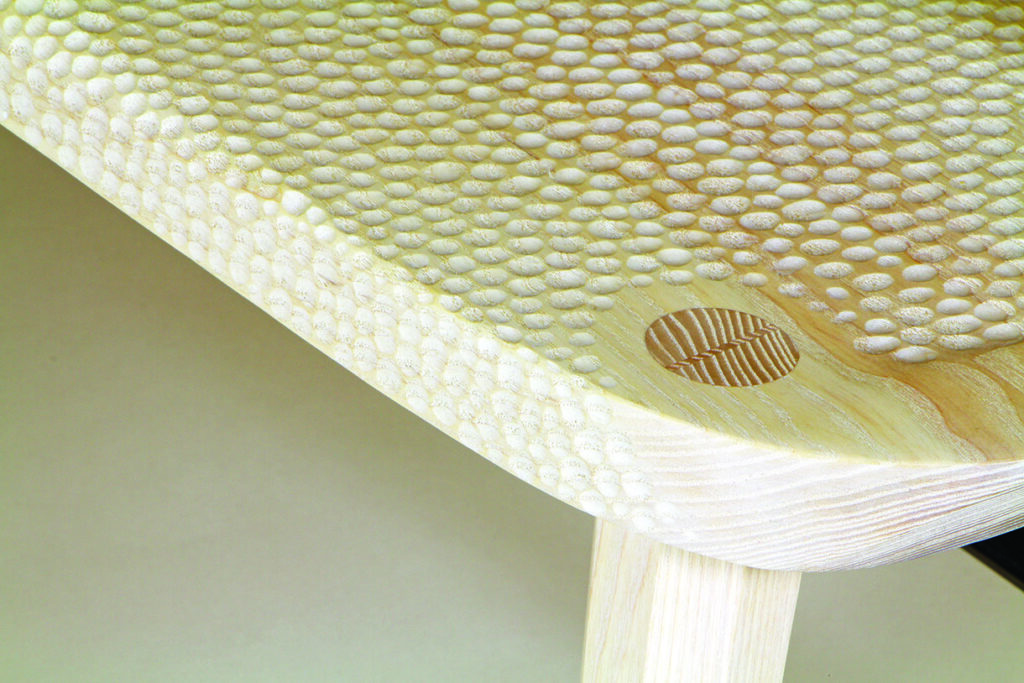 Textured wooden table corner design