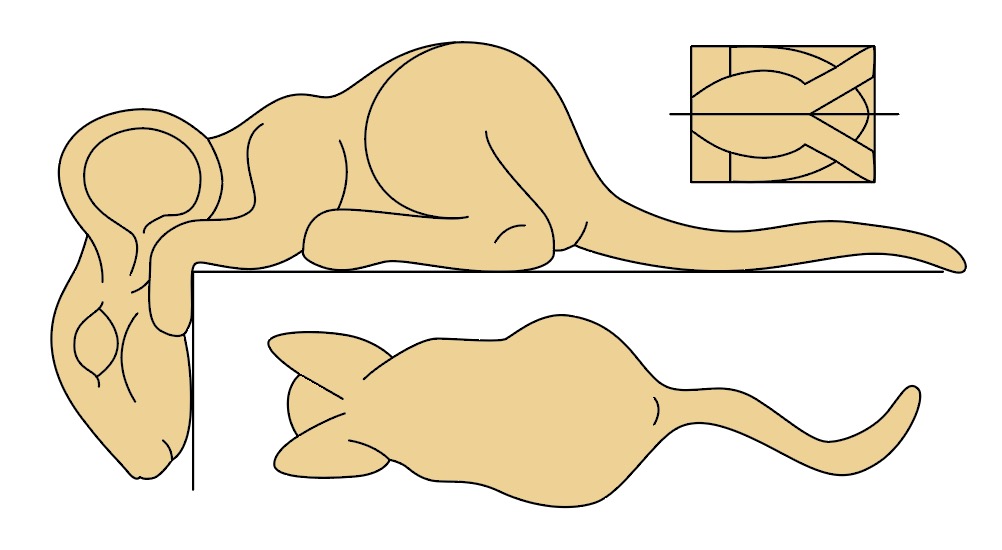 Sleeping cat illustrated in geometric shapes