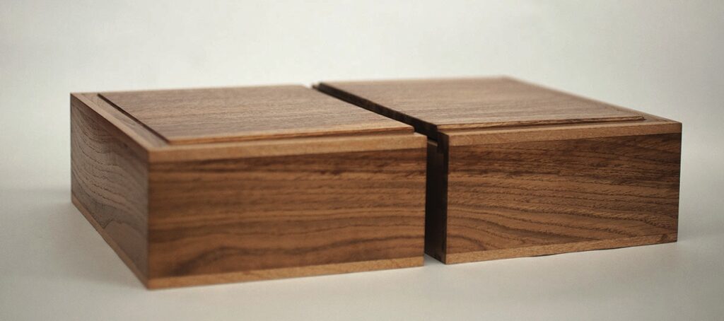 Wooden boxes with smooth finish, minimalist design