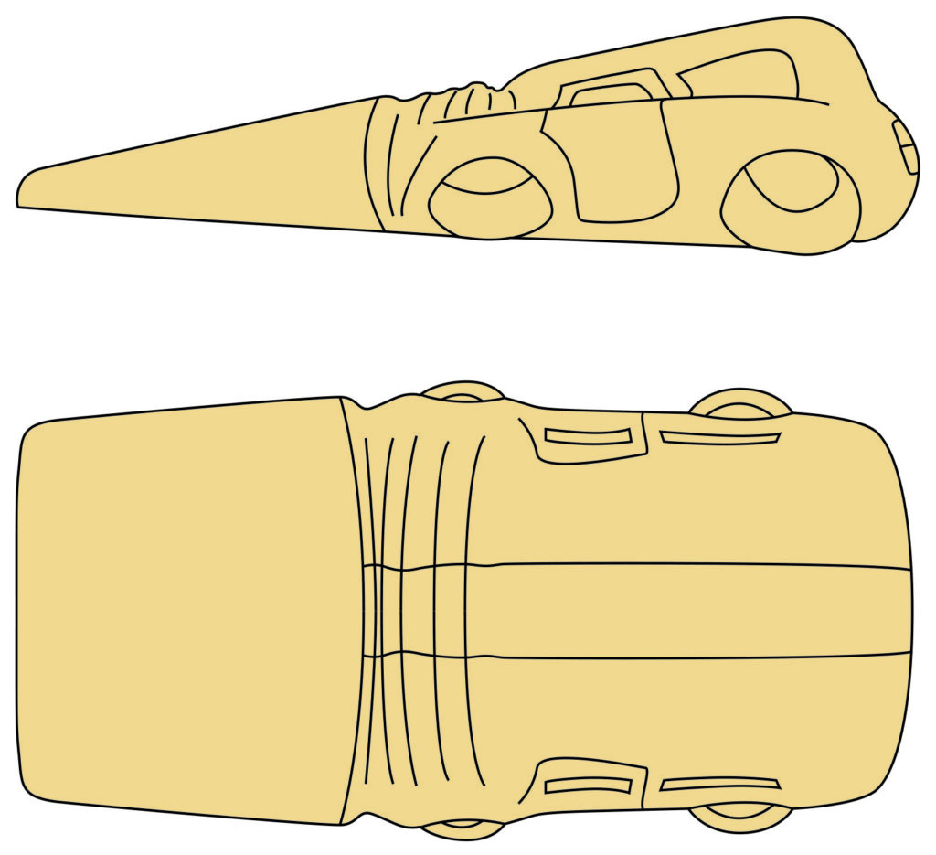 Side and top view of a car illustration.