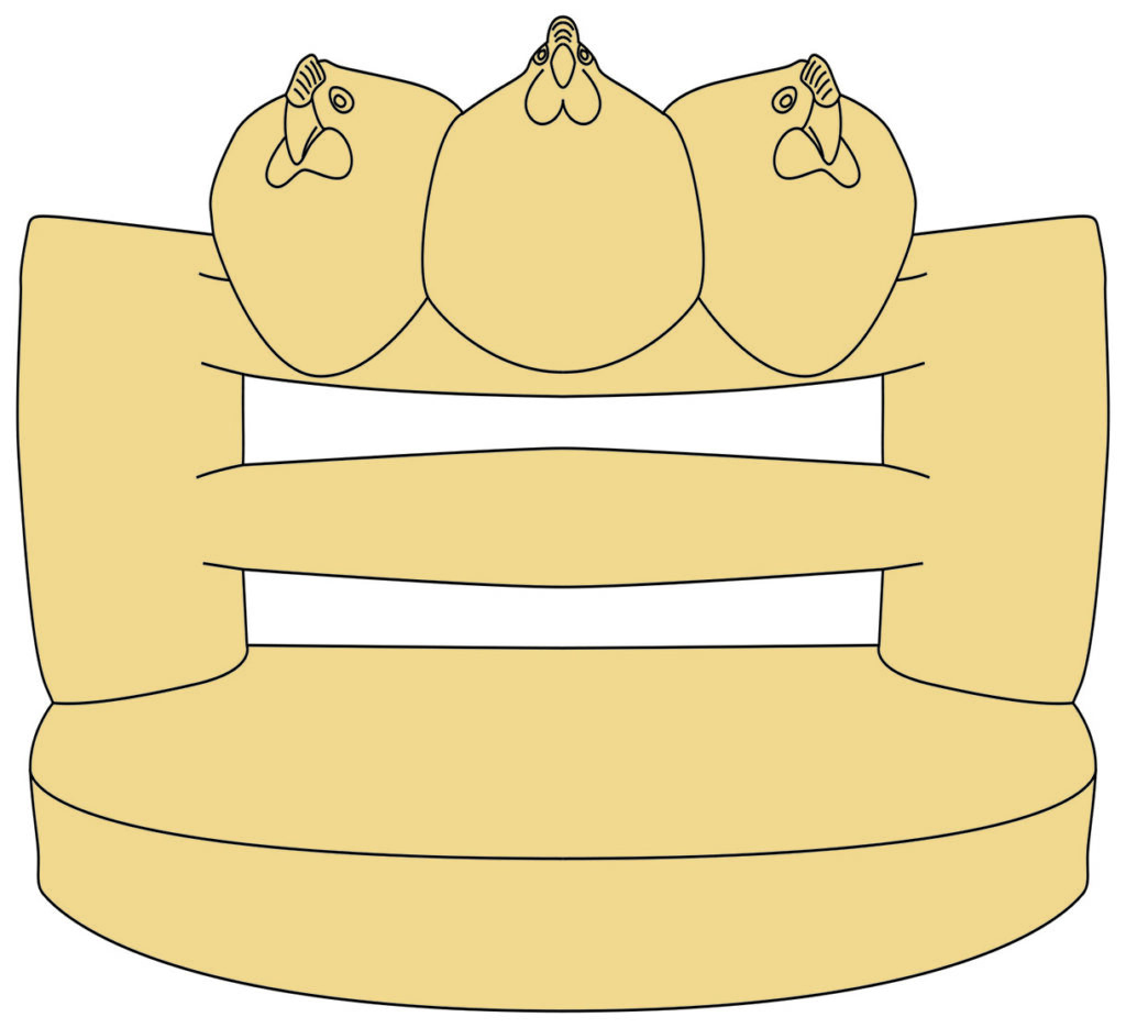 Three wise monkeys illustration of sofa.