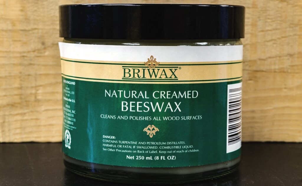 Natural beeswax for polishing wood surfaces.