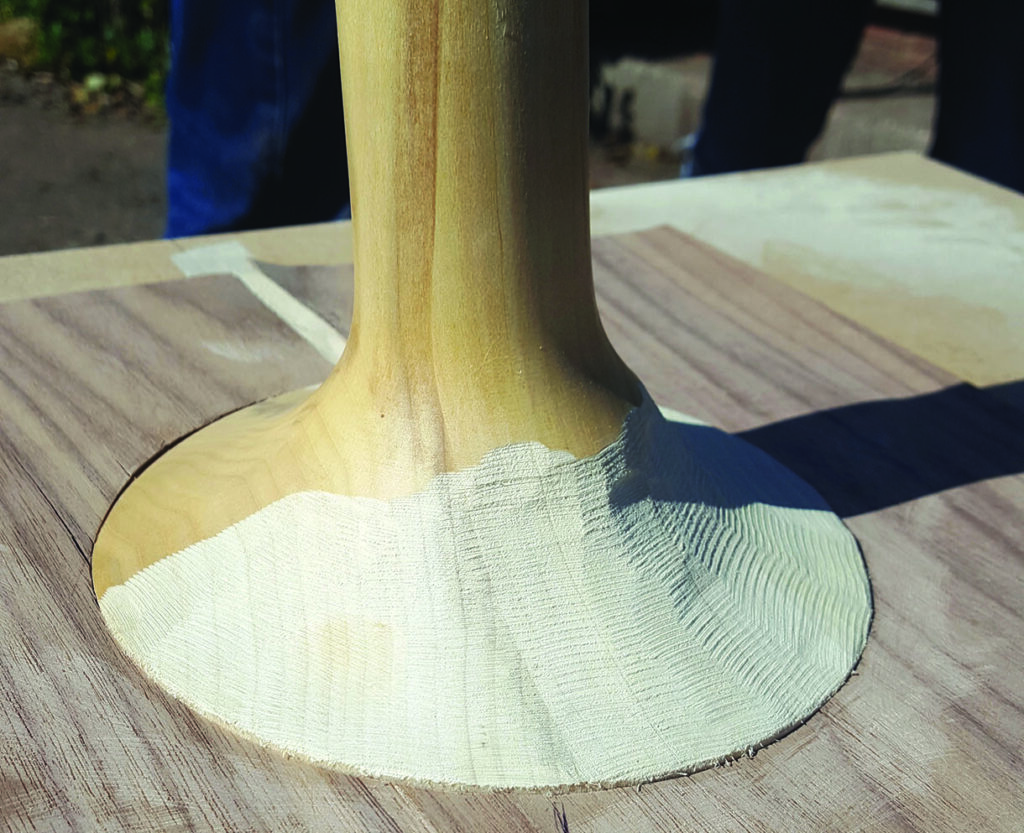 Woodworking project with unfinished wooden joint.