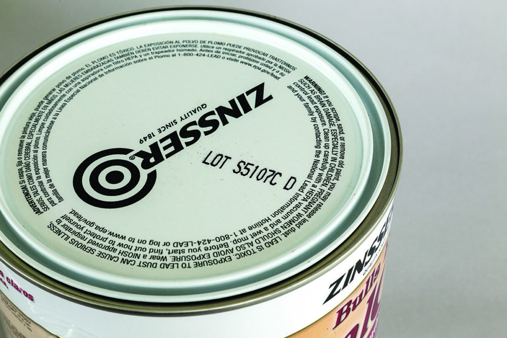 Zinsser paint can lid with instructions.
