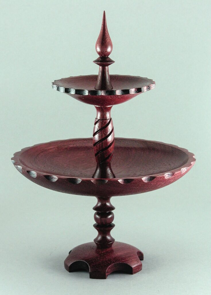 Two-tier wooden decorative cake stand