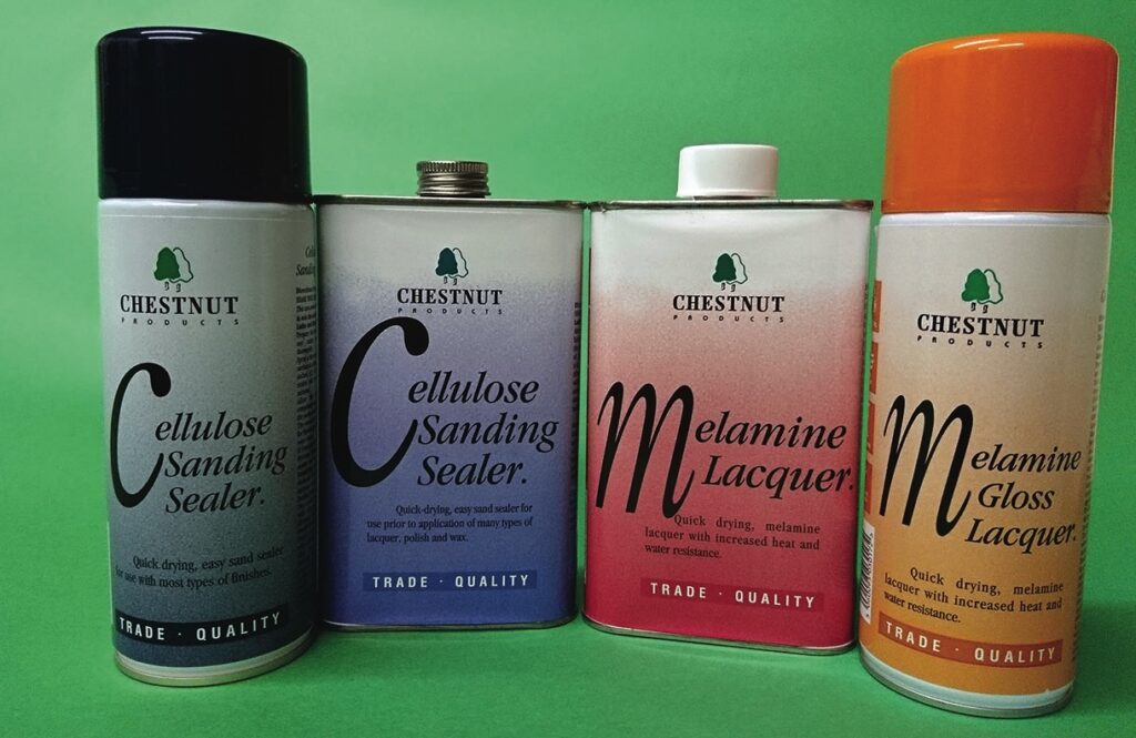 Chestnut products: cellulose sealer, melamine lacquer.