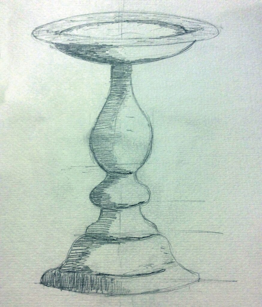 Pencil sketch of a classic pedestal design.