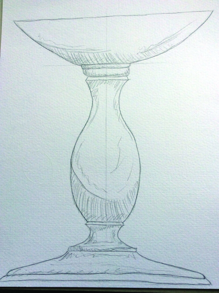 Pencil sketch of a decorative goblet.
