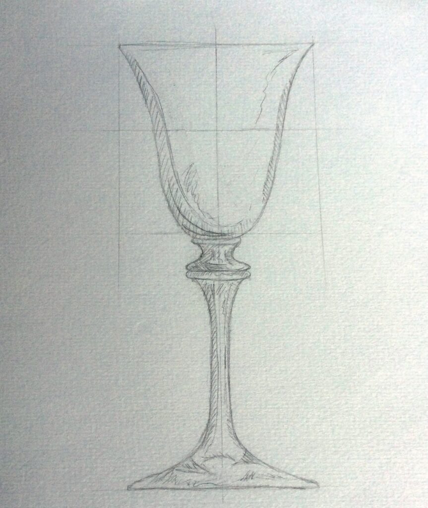 Pencil sketch of a wine glass.