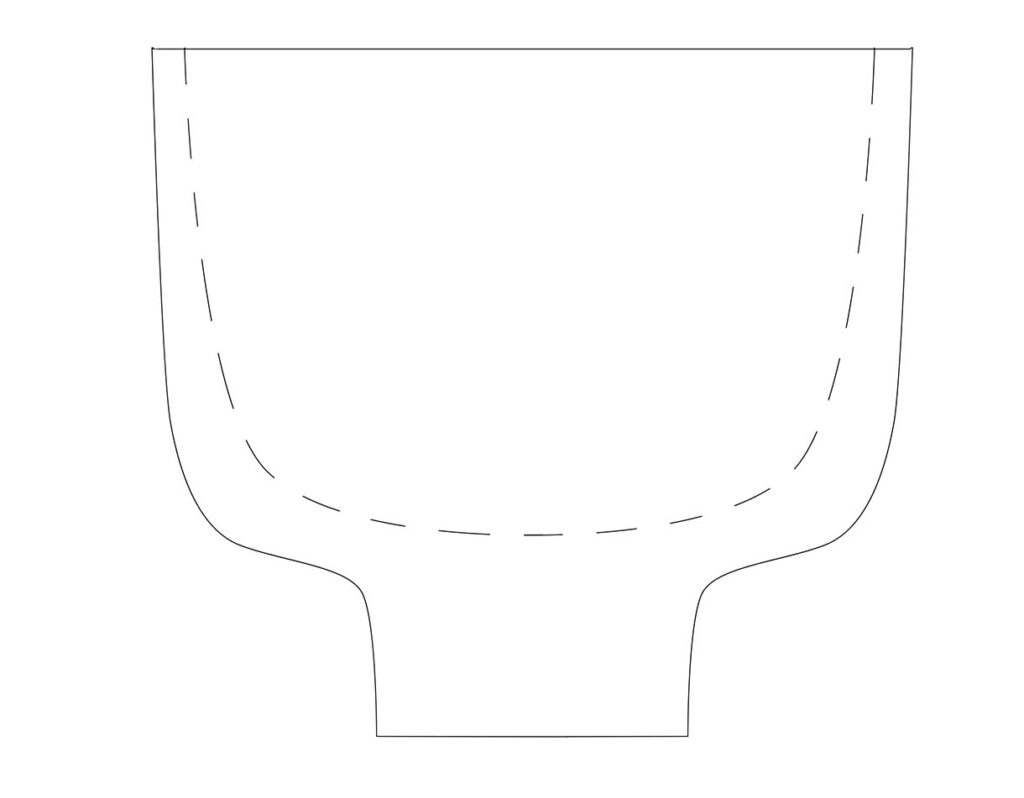 Cup-pattern sewing guide illustration.