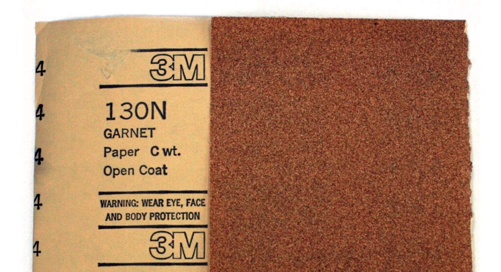 3M garnet sandpaper, open coat for sanding use.