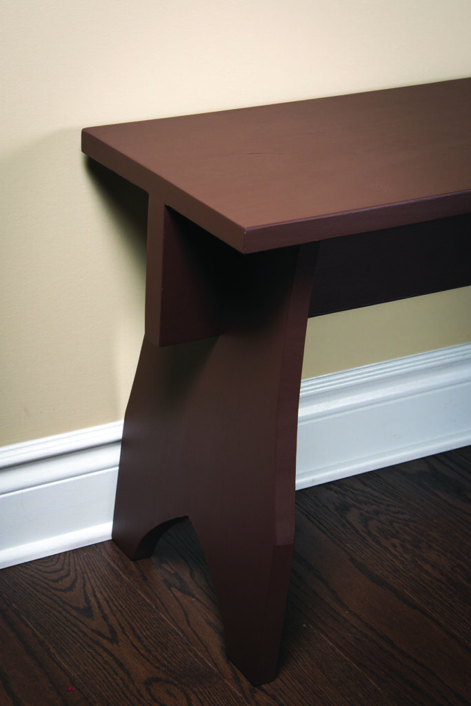 Wooden brown bench with simple design.