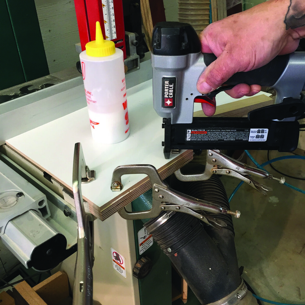 Using nail gun for woodworking with clamps