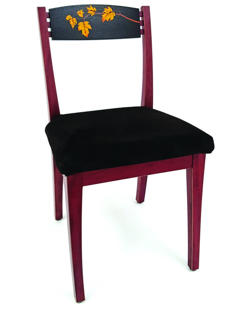 Elegant wooden chair with leaf decoration