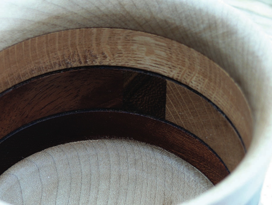 Wooden bowl with dark and light rings
