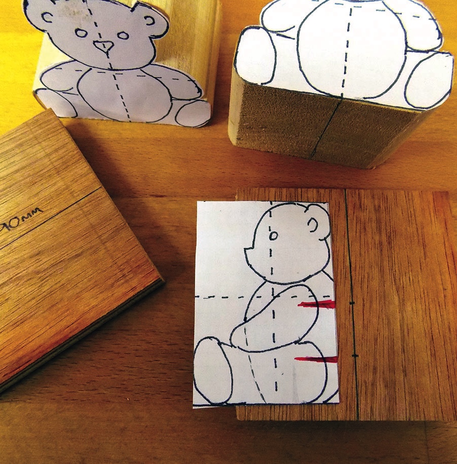 Teddy bear wood block carving templates.