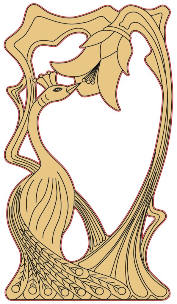 Elegant peacock with floral background in Art Nouveau style.