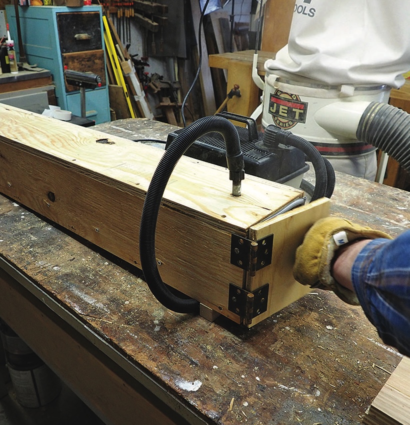 Dust collection system in woodworking workshop.