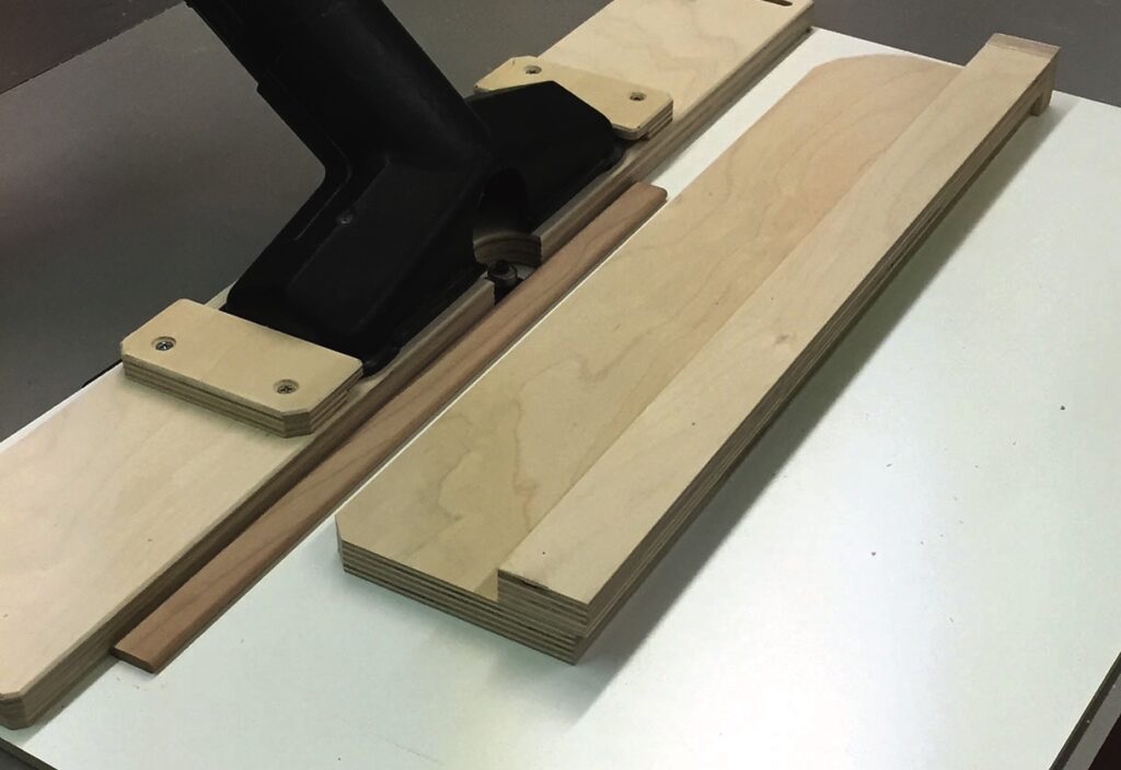 Woodworking jig for precise cutting setup.