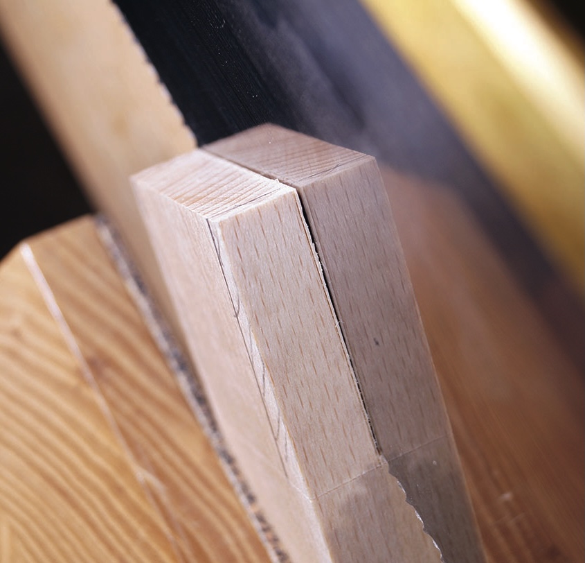 Close-up of wooden panels with laminate edges.