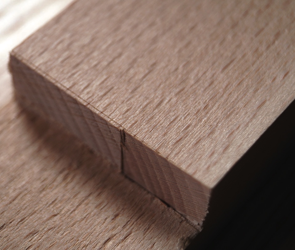 Close-up of hardwood board edge