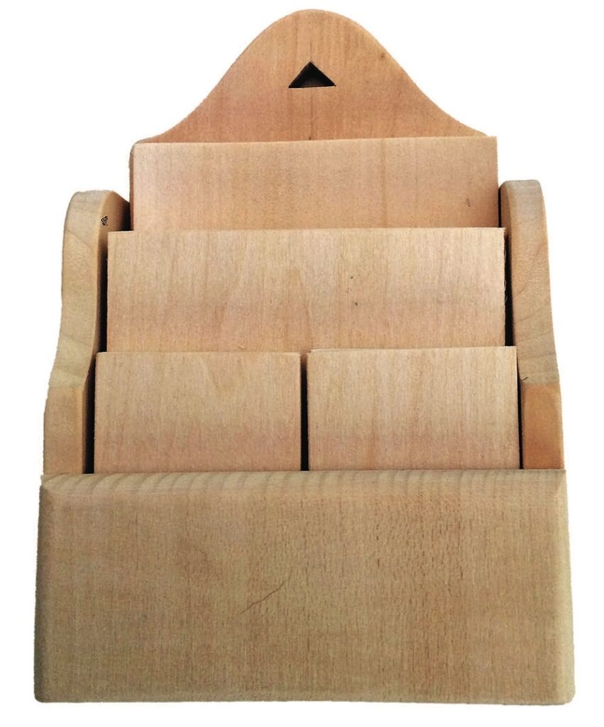 Wooden wall-mounted letter organiser