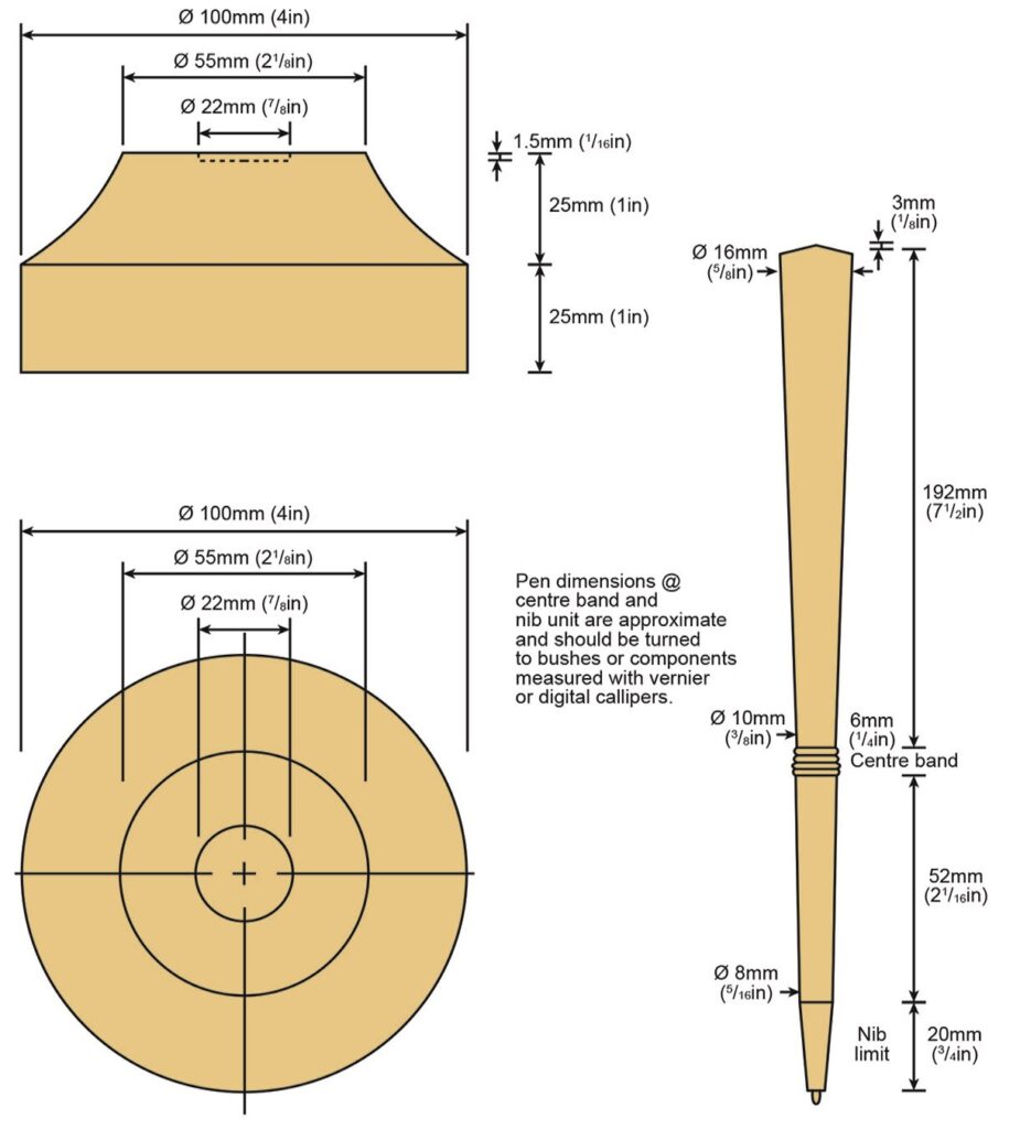 Detailed diagram of wooden pen dimensions in millimetres.