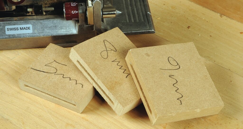 Swiss made woodworking spacers on a table.