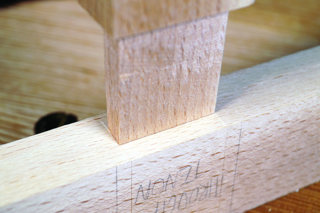 Wooden dovetail joint close-up