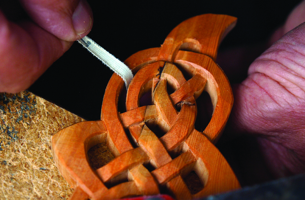 Intricate hand-carved wooden design details