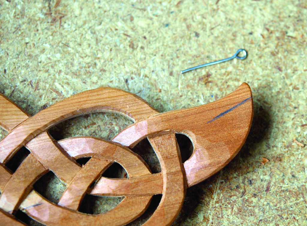 Wood carving with Celtic knot design