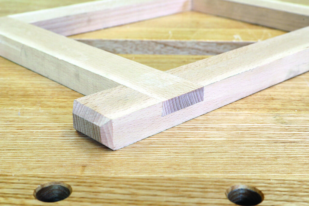 Wood joint on a table surface