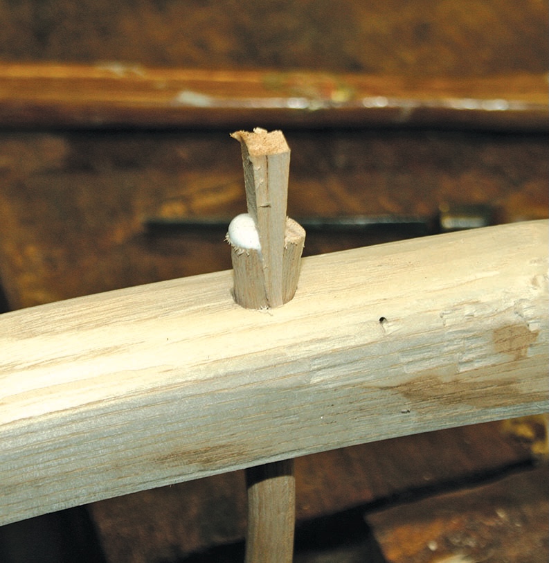 Woodwork joint pegged for chair construction
