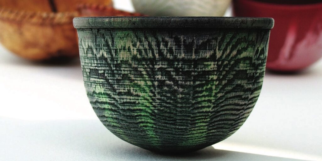 Green textured ceramic bowl close-up