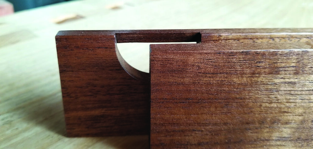 Close-up of precise wood joint craftsmanship.