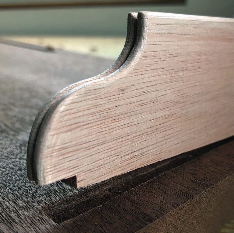 Close-up of wood tongue joint construction