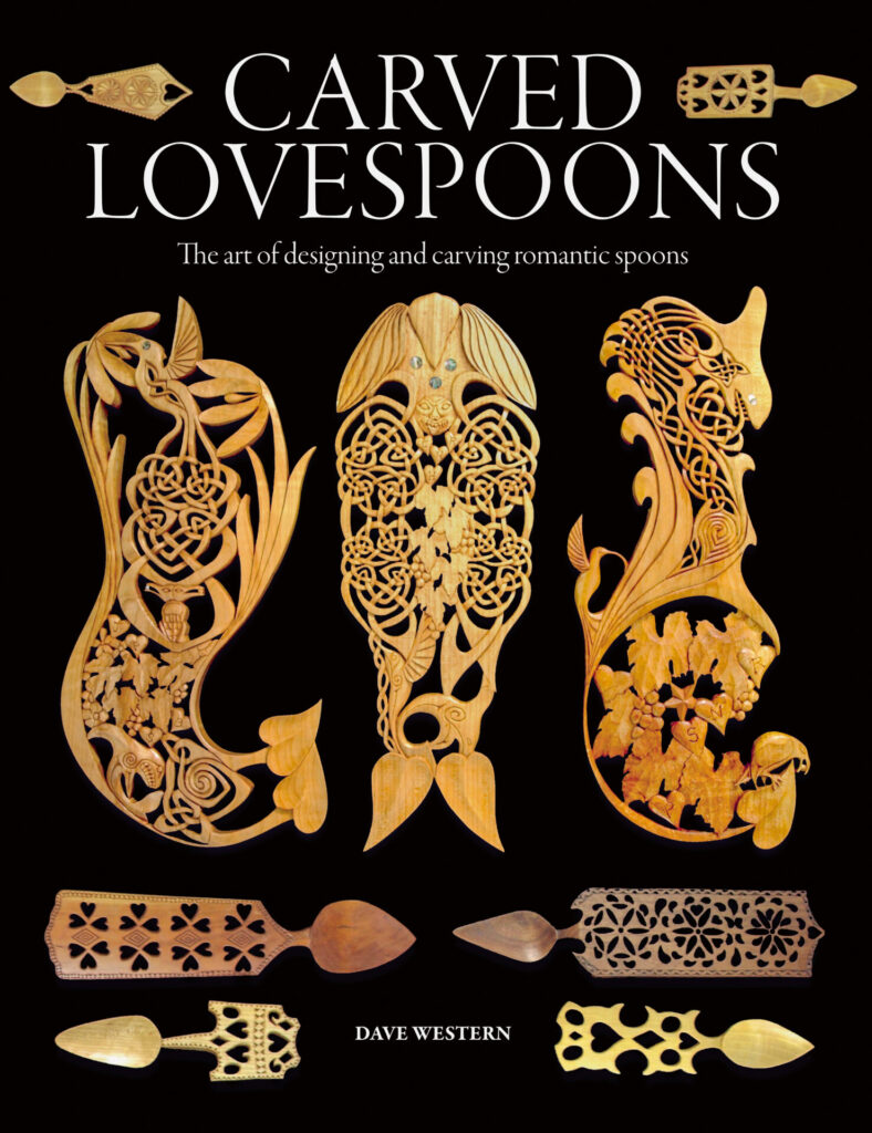 Intricate carved lovespoons by Dave Western.