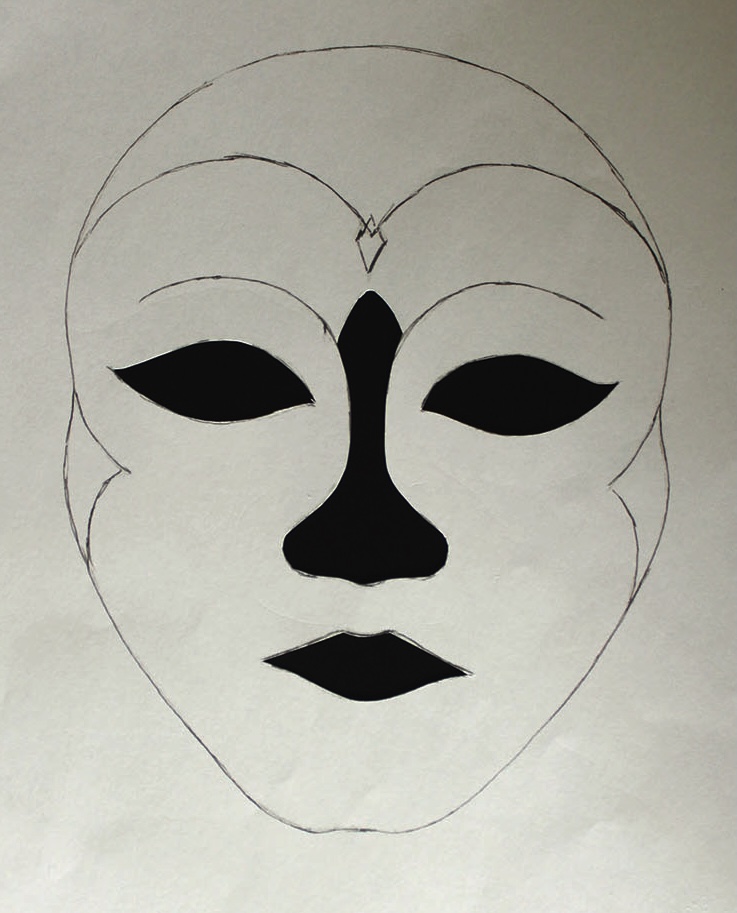 Black and white abstract mask drawing.